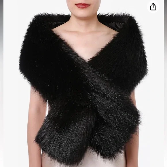 Faux Fur Scarf Wrap Collar Shawl Shrug - Picture 2 of 7